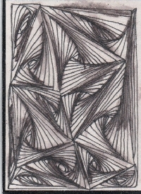 3.5 inch square zentangle, Feb.