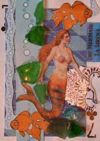 Mermaid Altered Playing card (APC)