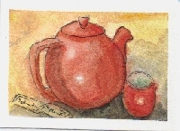 watercolor ATC Coffee/tea cup