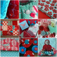Red and Aqua+handmade* US only
