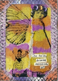 Free Theme ATC with alcohol ink & rubber stamping