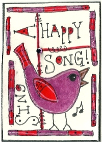 Bright & Colorful with a bird ATC swap